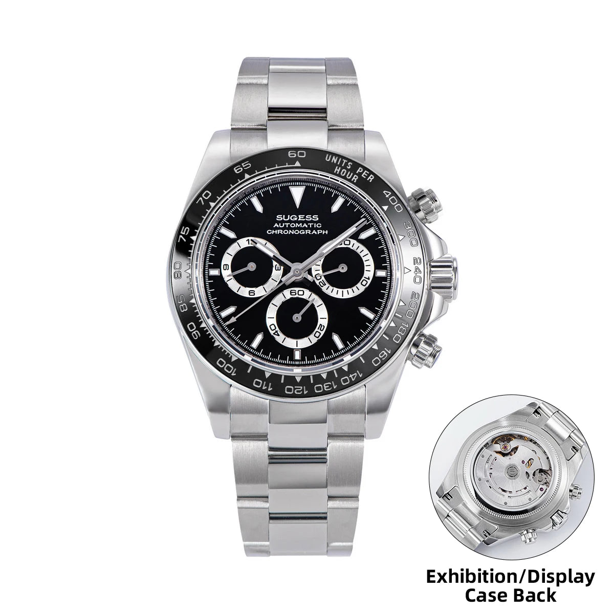 SUGESS Montre Automatique Homme Chronographe Peacock SL-4801 Saphir Acier 39mm 50m – CLEVI Paris