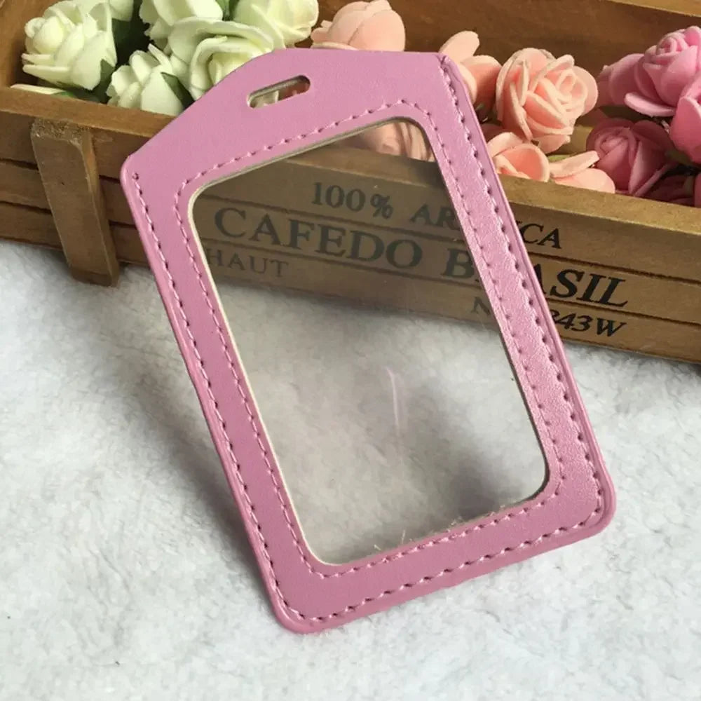 Porte-Carte Badge PU Transparent | Bordure Colorée, Trou Lanière, Style Business, 7 Coloris – CLEVI Paris