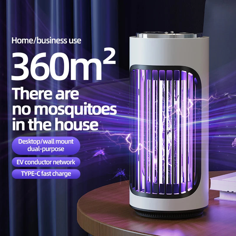 Lampe Anti-Moustiques UV 3600V Rechargeable Type-C 2-en-1 Bureau & Murale Silencieuse – CLEVI Paris
