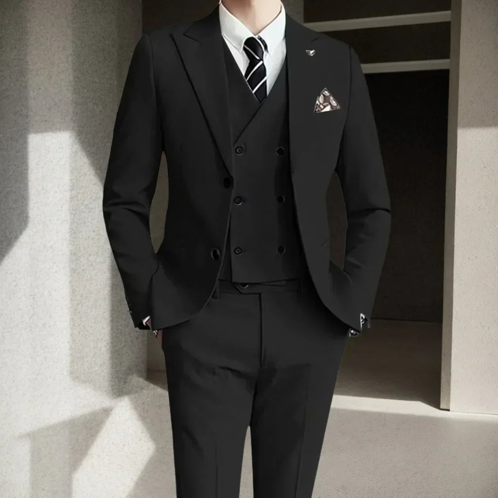 Costume homme 3 pièces uni, veste et gilet – CLEVI Paris