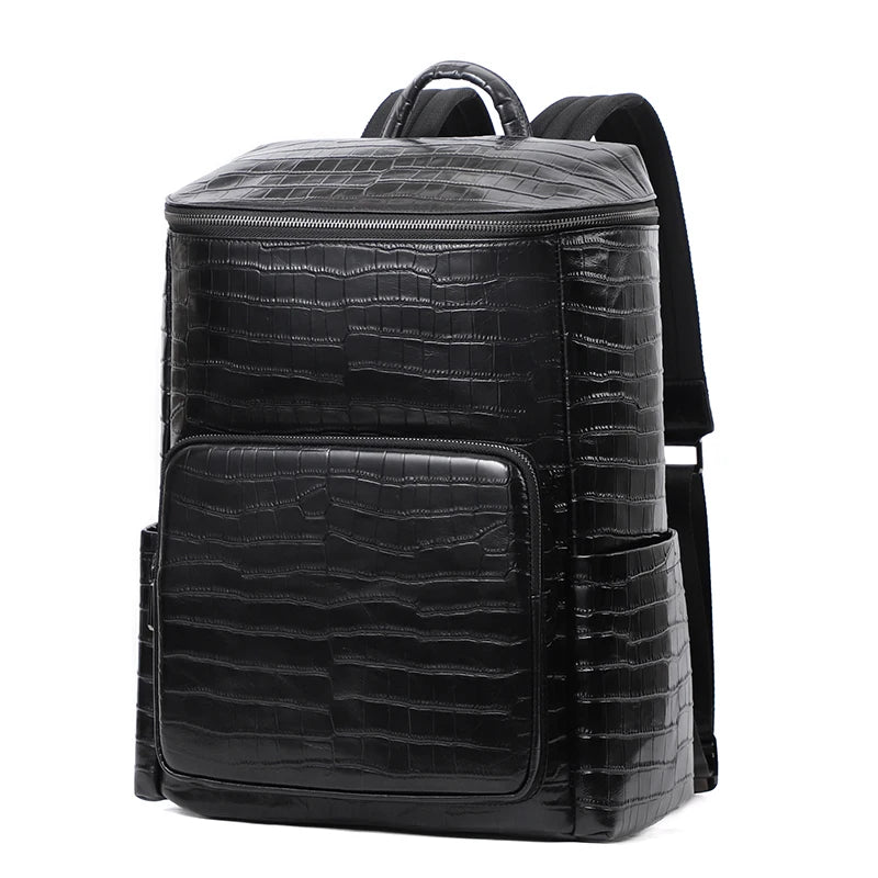 Sac à Dos Homme Cuir Vache Véritable Motif Alligator 36-55L – CLEVI Paris
