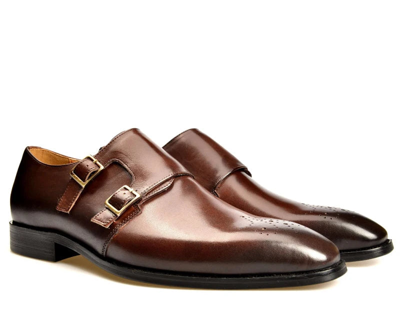 Oxford de Luxe Homme Cuir Véritable Bout Pointu Boucle | Noir & Marron – CLEVI Paris