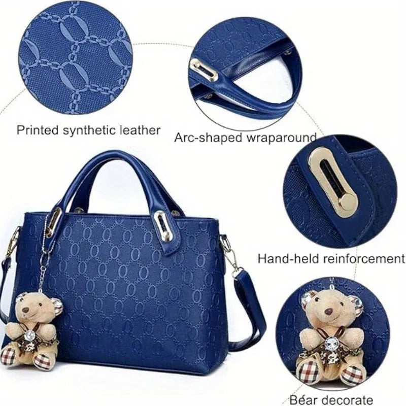 Coffret 4 Sacs Femme PU Gaufré Tote + Croisé + Portefeuille – CLEVI Paris