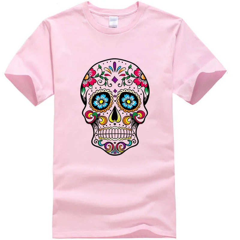 T-Shirt Homme Coton Streetwear Imprimé Tête de Mort Coupe Loose 10 Coloris – CLEVI Paris