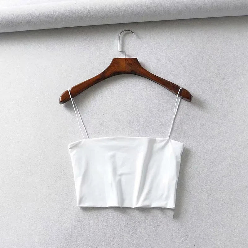Crop Top Femme Sans Manches Élastique | Débardeur Court Polyester Été – CLEVI Paris