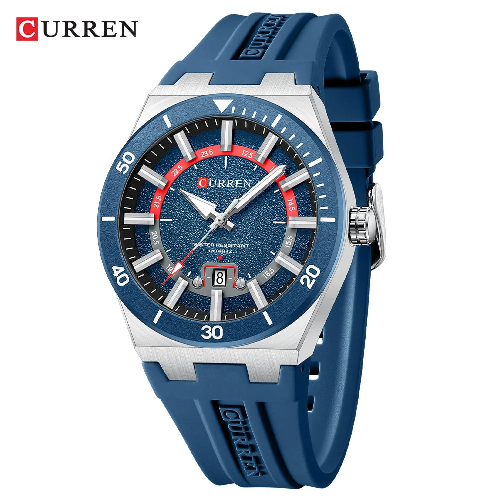 CURREN Montre Quartz Homme Cadran Texturé Silicone Sport Lumineux Date Auto 43mm – CLEVI Paris