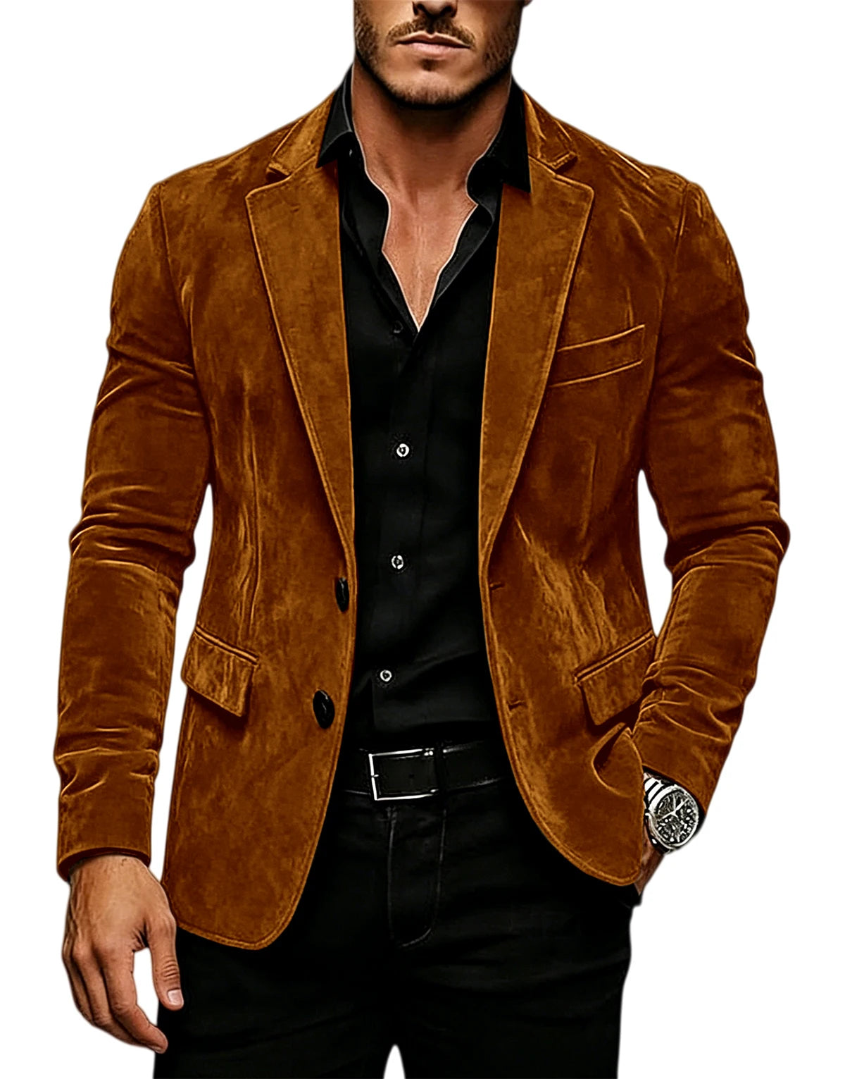 Blazer homme en velours effet suédé 2 boutons – CLEVI Paris