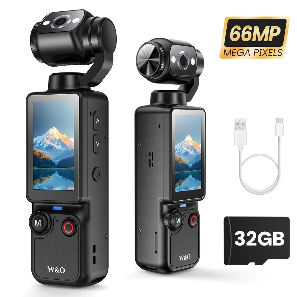 Caméra Action Corporelle W&O Q7 – 2,5K UHD Objectif 180° Batterie 7h Carte 32Go Incluse 1 Bouton Vlog – CLEVI Paris