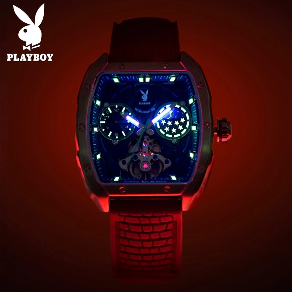 Montre Mécanique Automatique PLAYBOY Squelette Tourbillon – CLEVI Paris