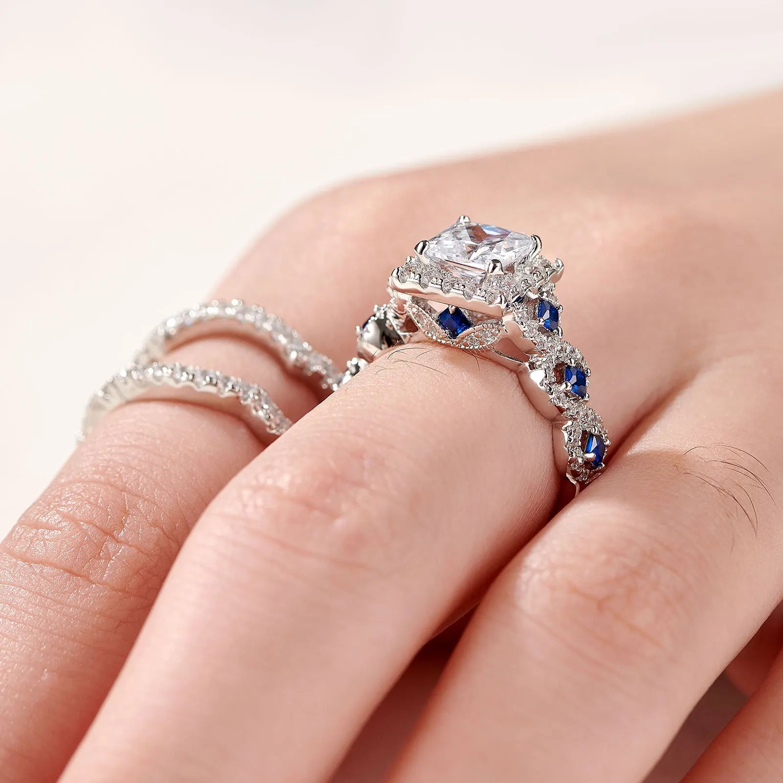 Parure de Mariage 3 Pièces Newshe Argent 925 Moissanite Taille Princesse Certifiée – CLEVI Paris