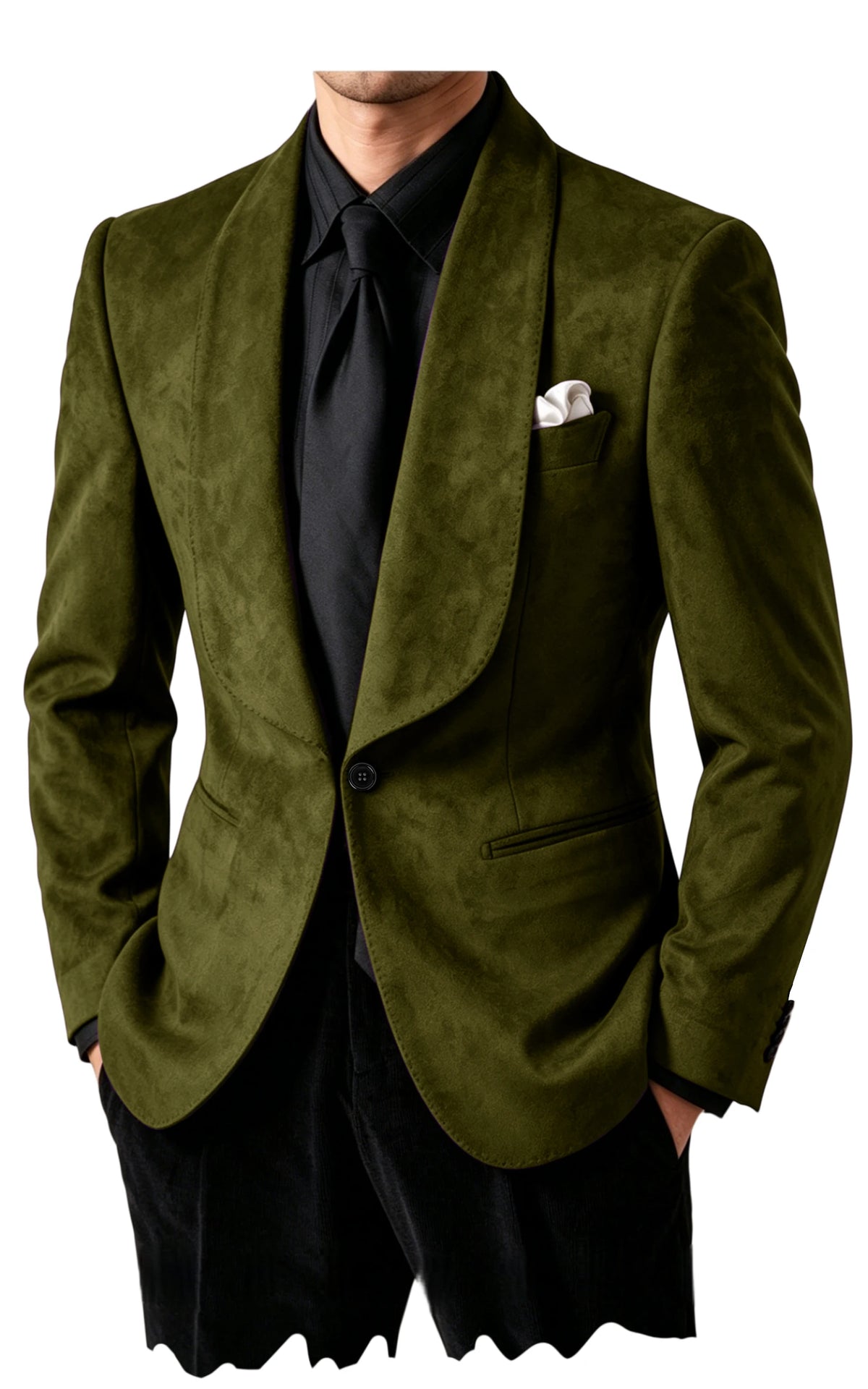 Blazer homme effet suédé 1 bouton à col châle – CLEVI Paris