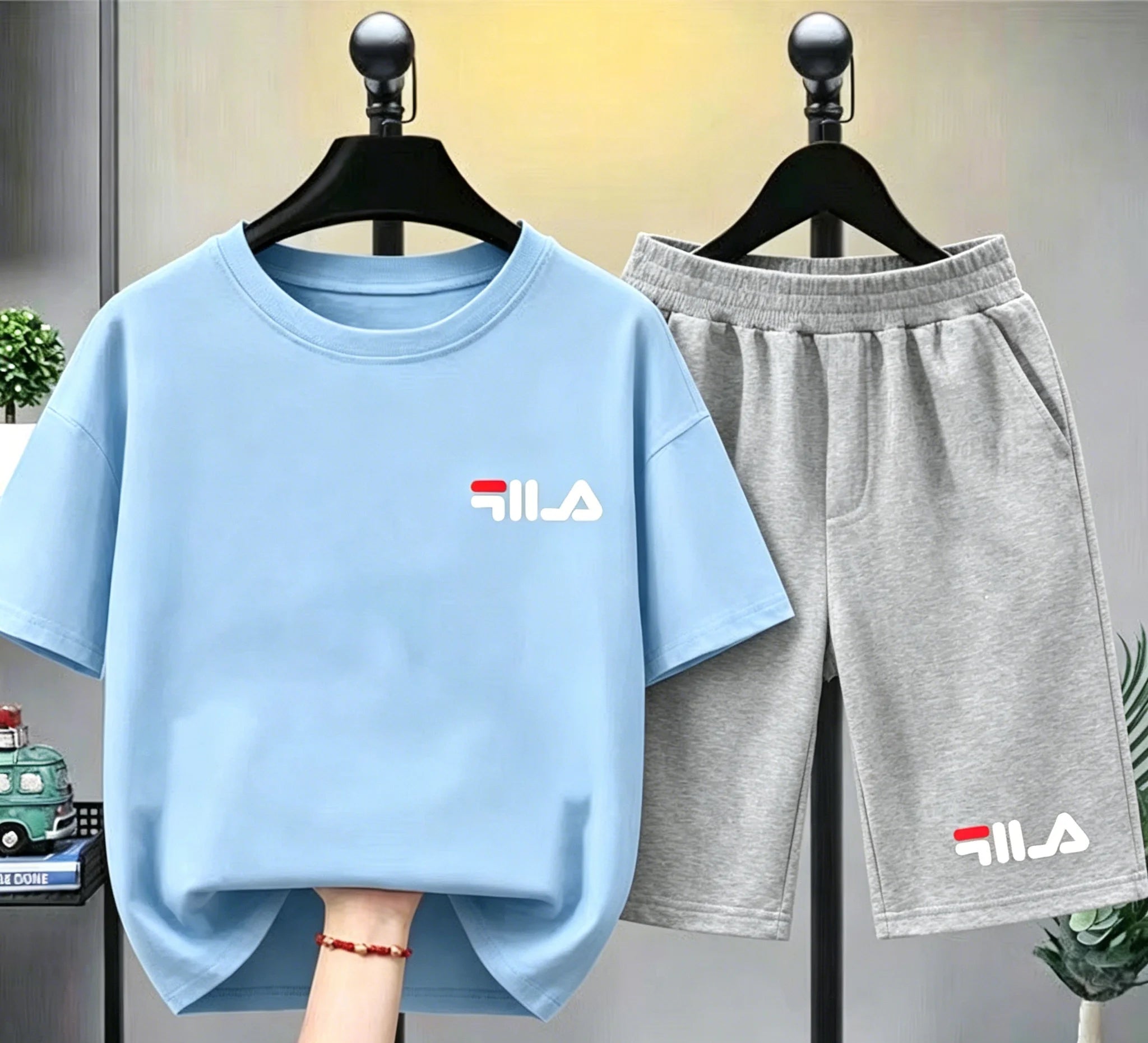 Ensemble 2 Pièces Enfant T-shirt + Short Coton Style Sportif Unisexe – CLEVI Paris