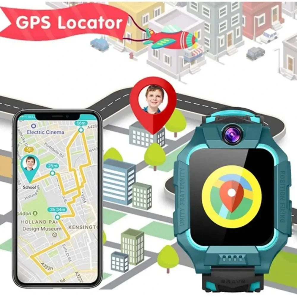 Montre Connectée Enfant GPS 4G – Appels Bidirectionnels Caméra SOS Géofencing IP67 App Hryfine 3–12 Ans – CLEVI Paris