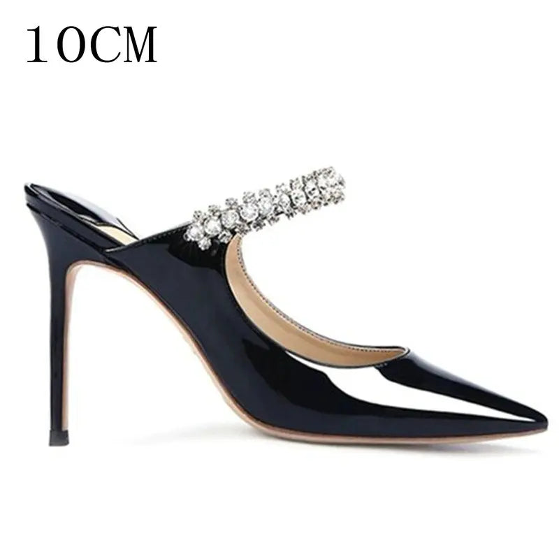 Mules Slingback Talon Aiguille Cristaux Femme – CLEVI Paris