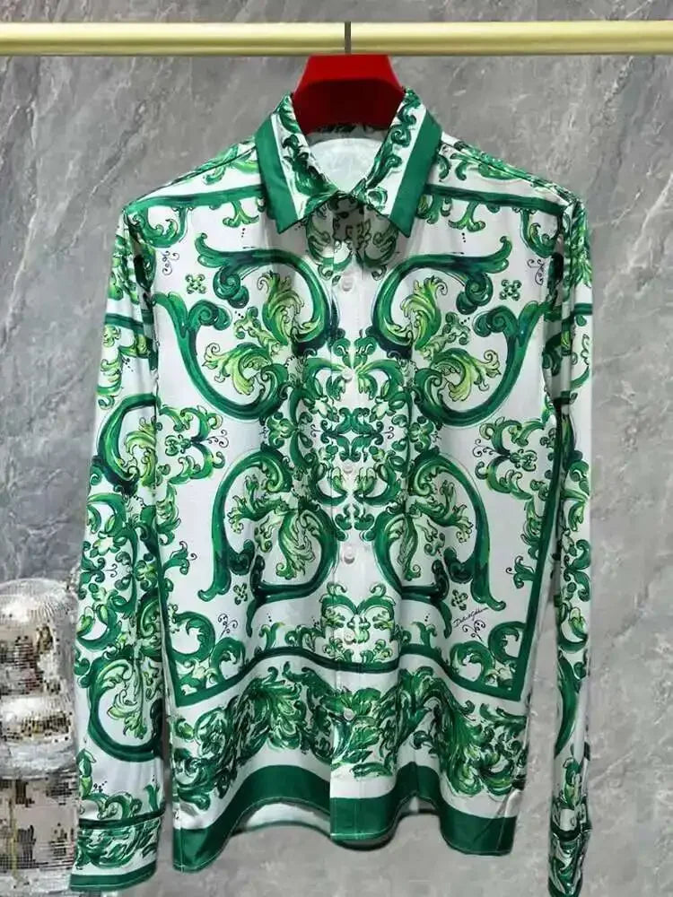 Chemise Homme Imprimée Manches Longues – Style Gothique Luxe, Fibre de Bambou, Tailles S-6XL – CLEVI Paris