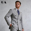 Costume Homme Gris à Carreaux Croisé – CLEVI