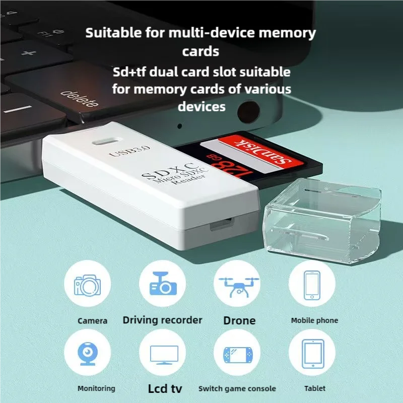 Lecteur de Carte TF/SD USB 2.0 & 3.0 – Haute Vitesse, Ultra-Compact, Certifié CE/RoHS, PC & Laptop – CLEVI Paris