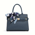 Sac à Main Femme Cuir Véritable – Motif Crocodile | Foulard Soie | Port Épaule & Bandoulière