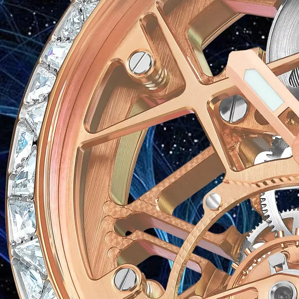Montre Tourbillon Volant Cristaux Squelette Unisexe – CLEVI Paris