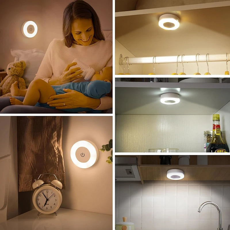 Veilleuse LED Ronde Tactile Dimmable — CLEVI Paris