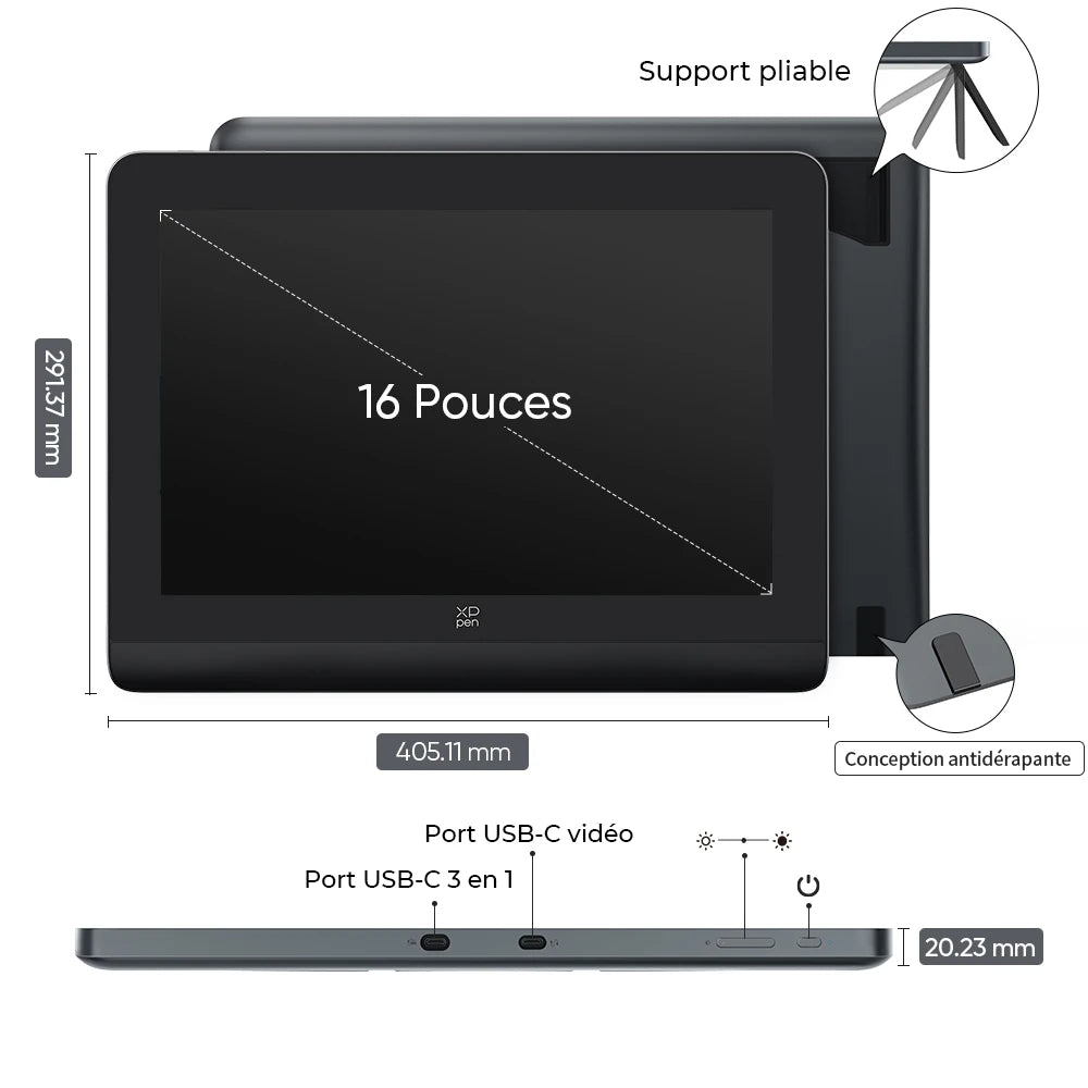 XPPen Artist Pro 16 Gen 2 – Tablette Graphique 16K 2.5K Stylet X3 Pro