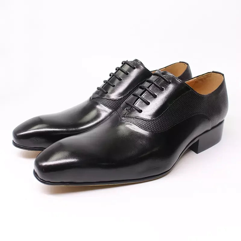 Oxford Homme Cuir de Vache Véritable Fait Main Lacets Bout Pointu | Mariage Bureau Formel EU 39-46