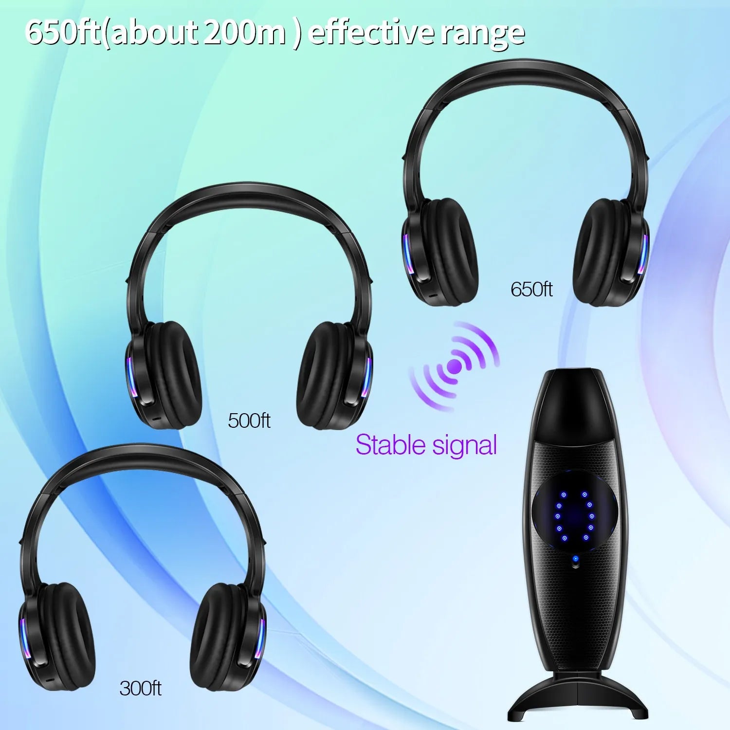 CATASSU Casques Silent Disco LED RF Sans Fil 3 Canaux 100m 10h – CLEVI Paris