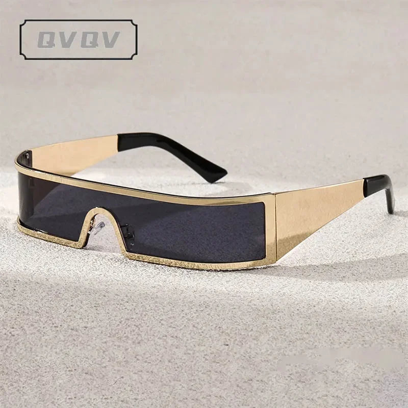 Lunettes de Soleil Steampunk QVQV – Monture Rectangulaire Y2K Unisexe