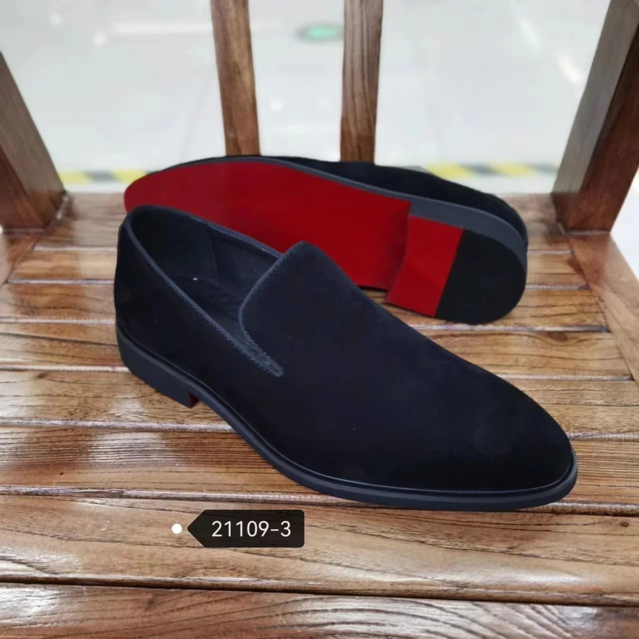 Mocassins Homme Semelle Rouge Velours Slip-On Bout Rond | Fête Soirée EU 40-46