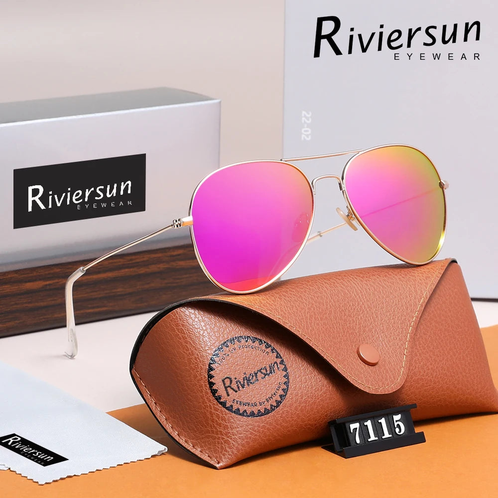 Lunettes de Soleil Aviateur Polarisées Unisexe RIVIERSUN – Monture Alliage Miroir UV400 – CLEVI Paris