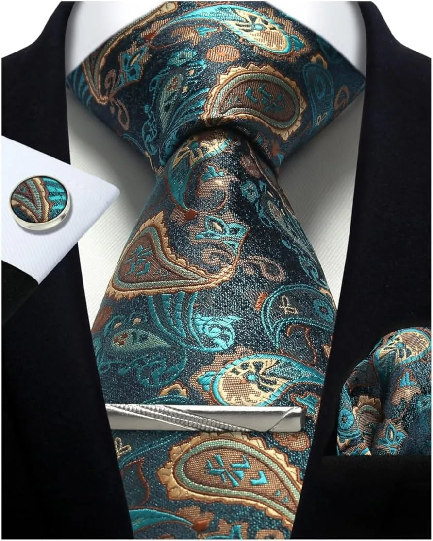 Ensemble cravate homme 4 pièces paisley – CLEVI Paris