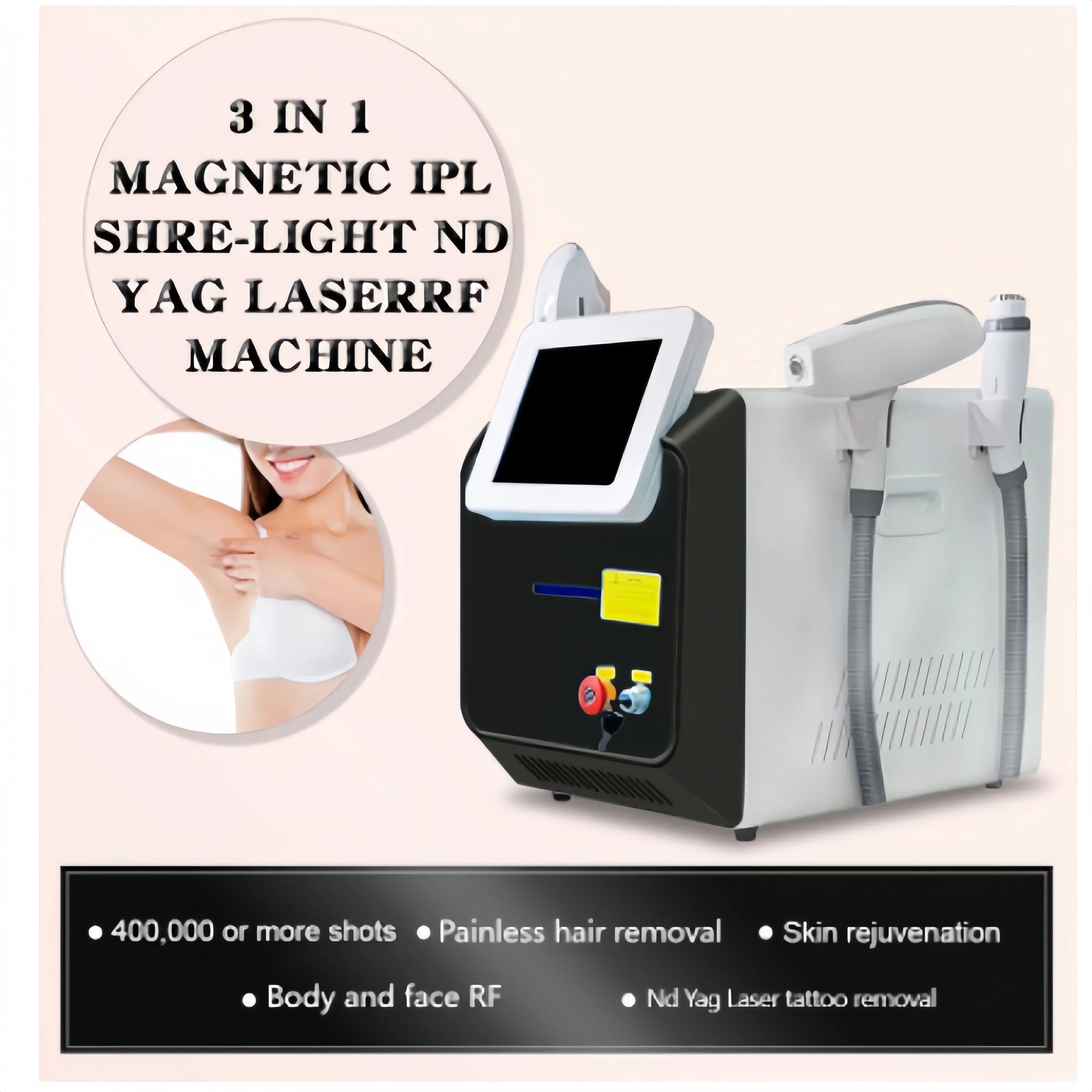 Machine 3-en-1 OPT 360 Magneto IPL + Nd:YAG Laser Épilation Détatouage Lifting Rajeunissement Cutané – CLEVI Paris