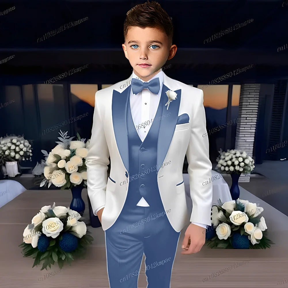 Costume 3 Pièces Garçon Mariage Cérémonie Blazer Gilet Pantalon 13 Coloris – CLEVI Paris