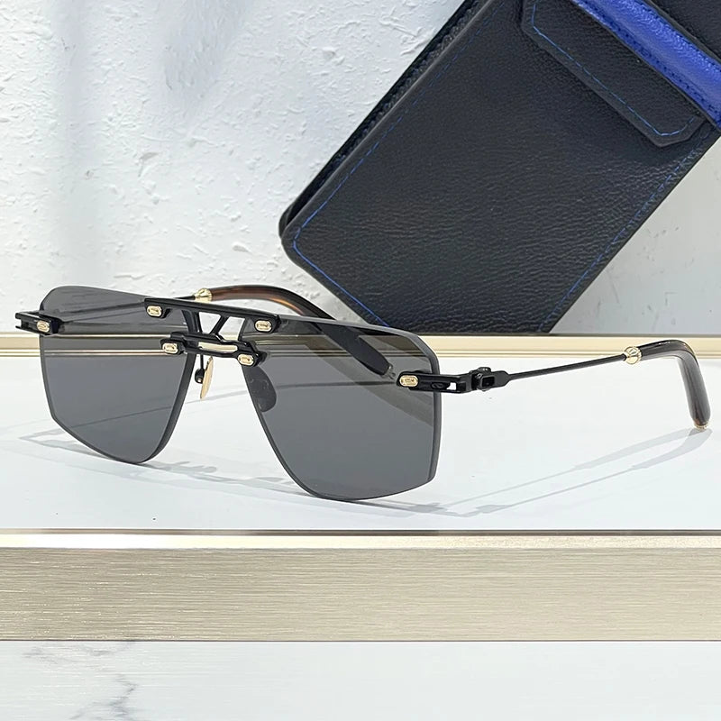 Lunettes de Soleil Sans Monture Double Bridge UV400 – Carrées, Alliage, Unisexe – CLEVI Paris