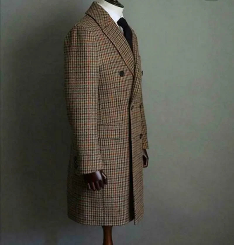 Manteau Long Homme Laine à Carreaux – CLEVI Paris