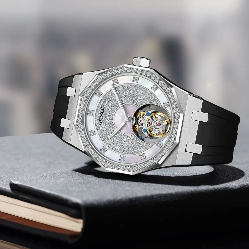 Montre Mécanique Tourbillon Volant AESOP 7089 Squelette Double Face Saphir – CLEVI Paris