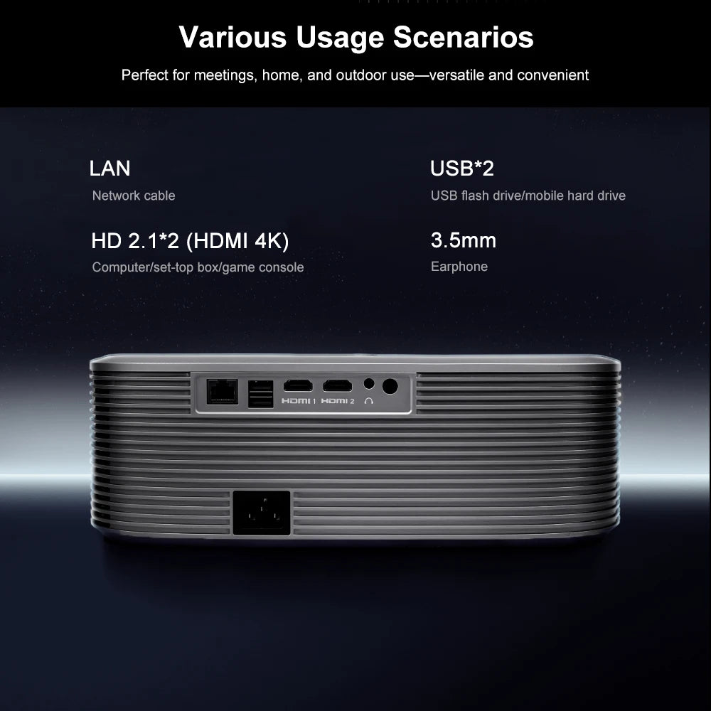 Everycom HQ11W Projecteur Android 15 1080P 4K 3600 ANSI MEMC HDR10+ WiFi 6 Son 20W HDMI 2.1 Bruit 15dB – CLEVI Paris