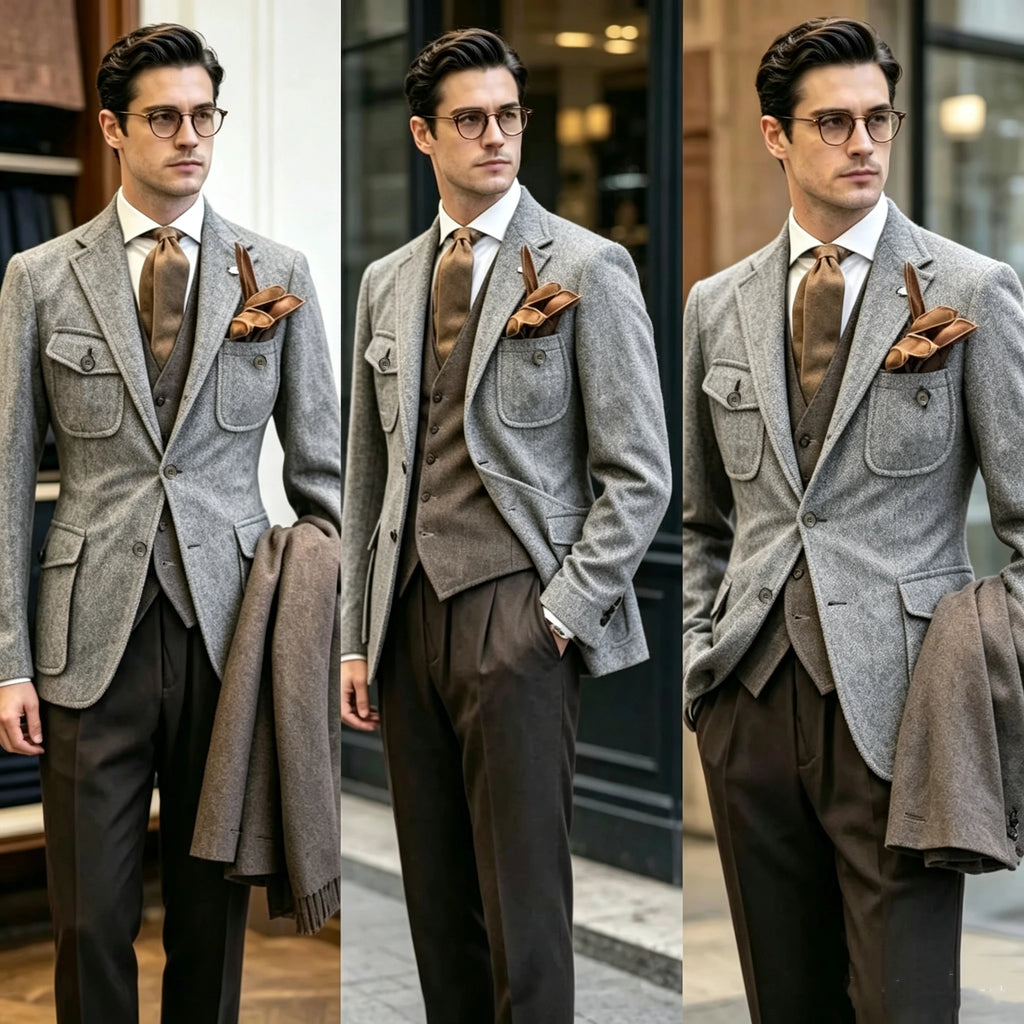 Blazer homme en tweed à chevrons – CLEVI Paris