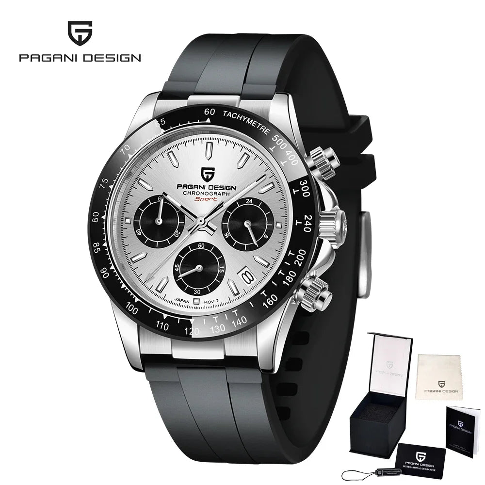 PAGANI DESIGN PD-1664 Montre Homme Chronographe Quartz Cadran Météorite Verre Saphir 10 ATM Lumineux 7 Coloris – CLEVI Paris