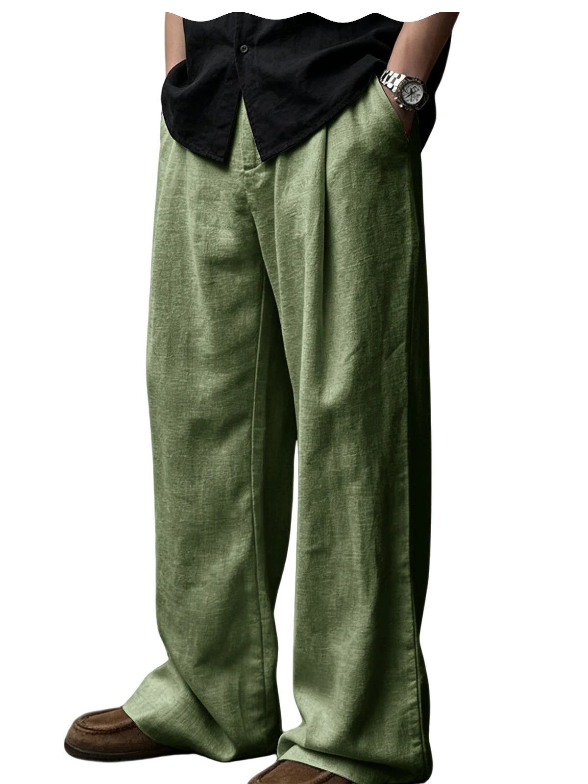 Pantalon homme plissé taille haute jambes larges – CLEVI Paris