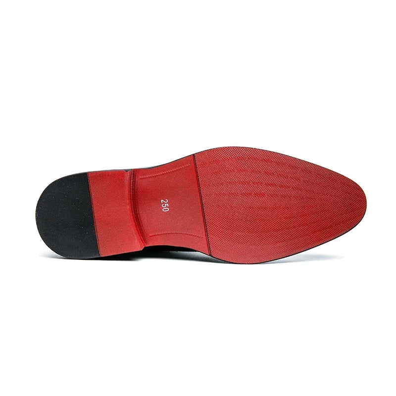 Richelieu Brogue Homme Semelle Rouge Rétro Sculpté Lacets | Business Mariage EU 38-48