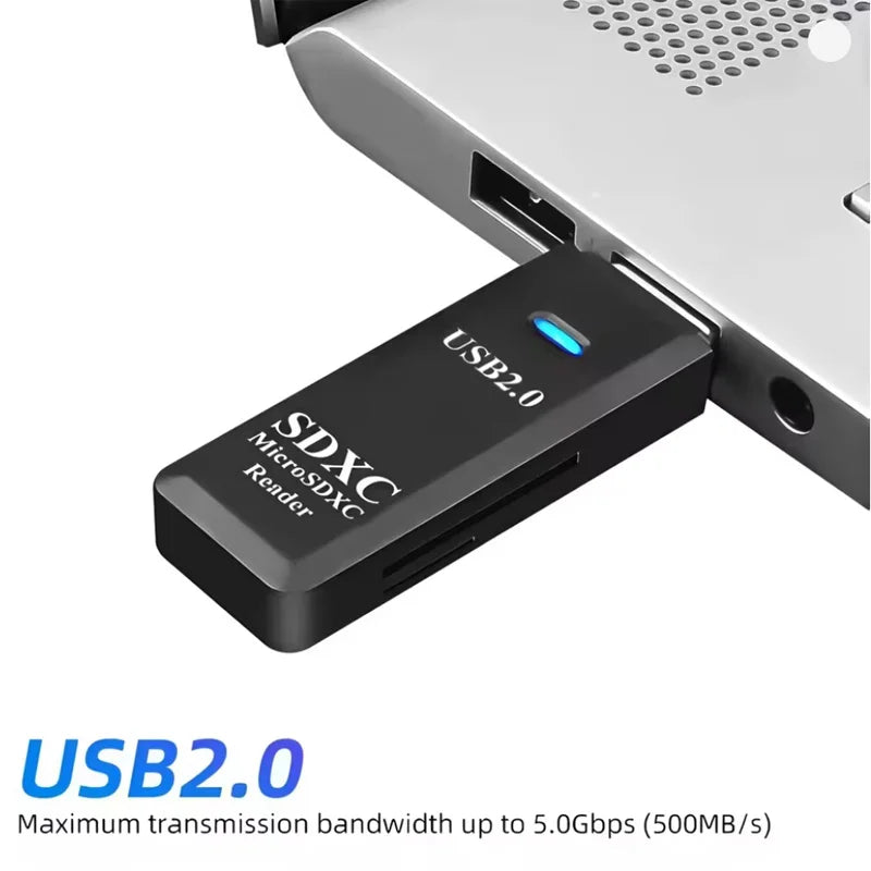 Lecteur de Carte TF/SD USB 2.0 & 3.0 – Haute Vitesse, Ultra-Compact, Certifié CE/RoHS, PC & Laptop – CLEVI Paris