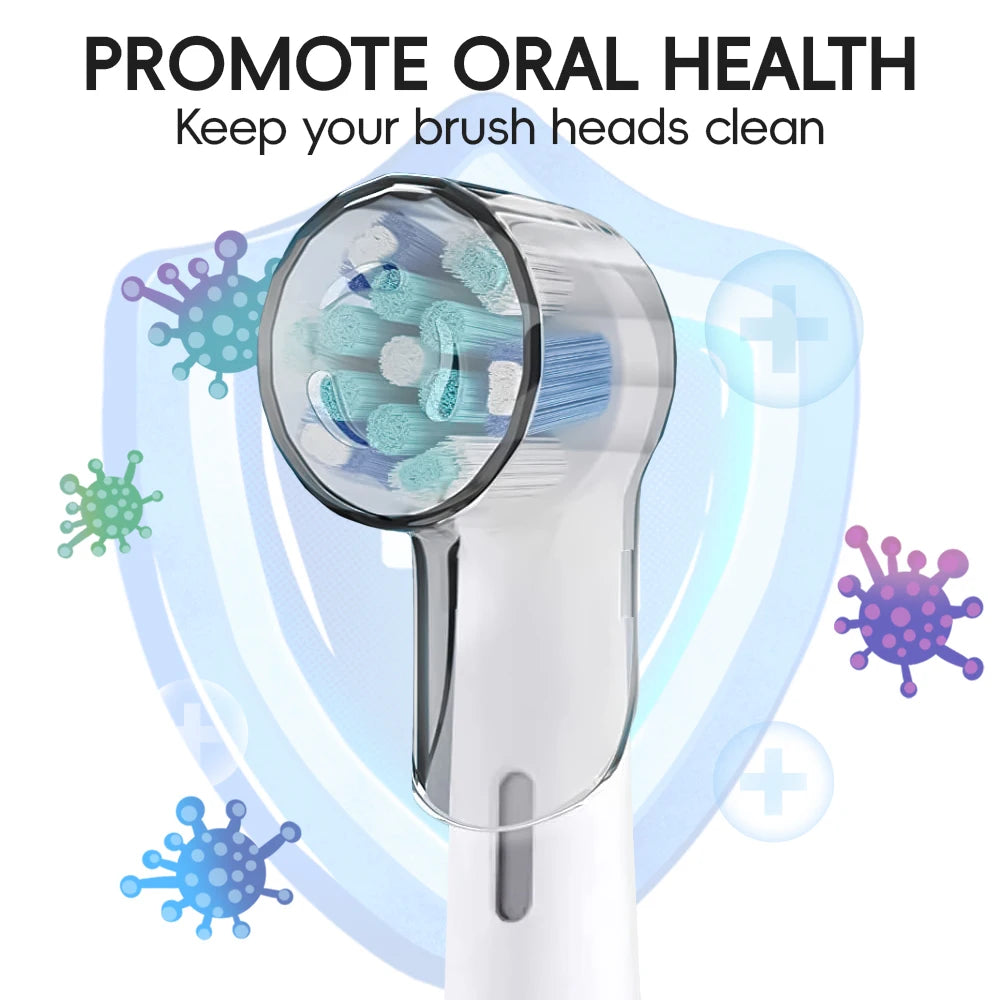 Protège-Têtes Brosse à Dents Électrique Oral-B – Compatible iO Séries &amp; Têtes Rondes Sans BPA Pack 4 ou 8 – CLEVI Paris
