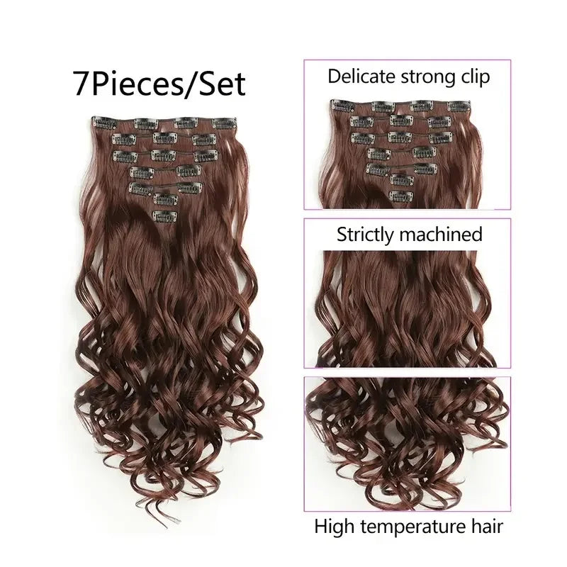 Extensions à clips synthétiques ondulées 22 pouces – CLEVI Paris