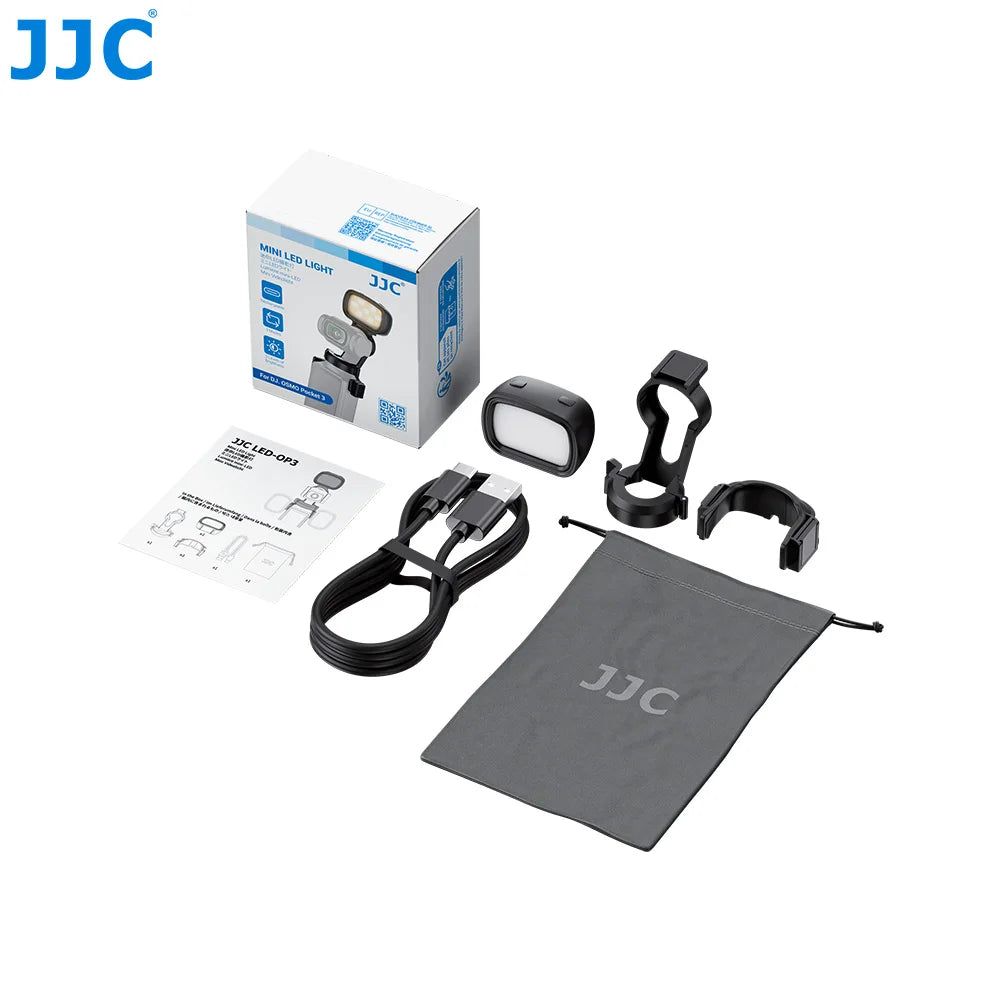 Lumière LED Magnétique JJC pour DJI Osmo Pocket 3 – 3 Modes de Couleur, Rechargeable USB & Ultra-Légère – CLEVI Paris