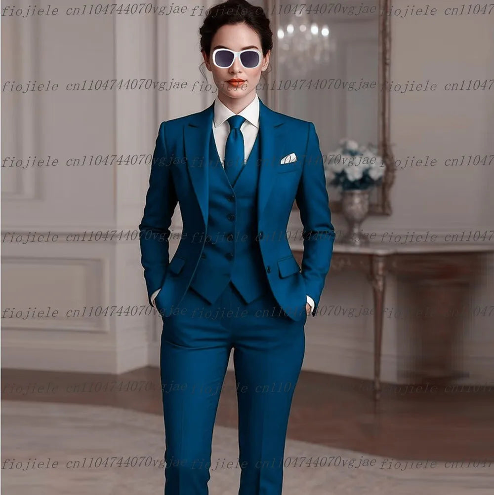 Costume 3 Pièces Femme – Blazer + Gilet + Pantalon | 25 Coloris | Business, Mariage & Cérémonie | S-4XL