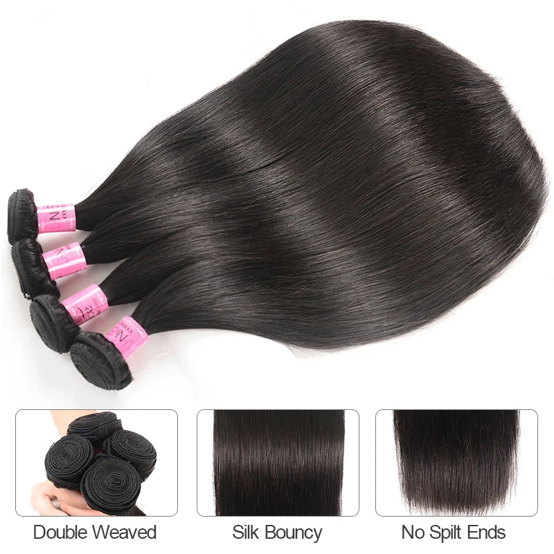 Bundles Straight Cheveux Humains Péruviens Virgin & Remy Hair Couleur Naturelle 14-26 Pouces – CLEVI Paris