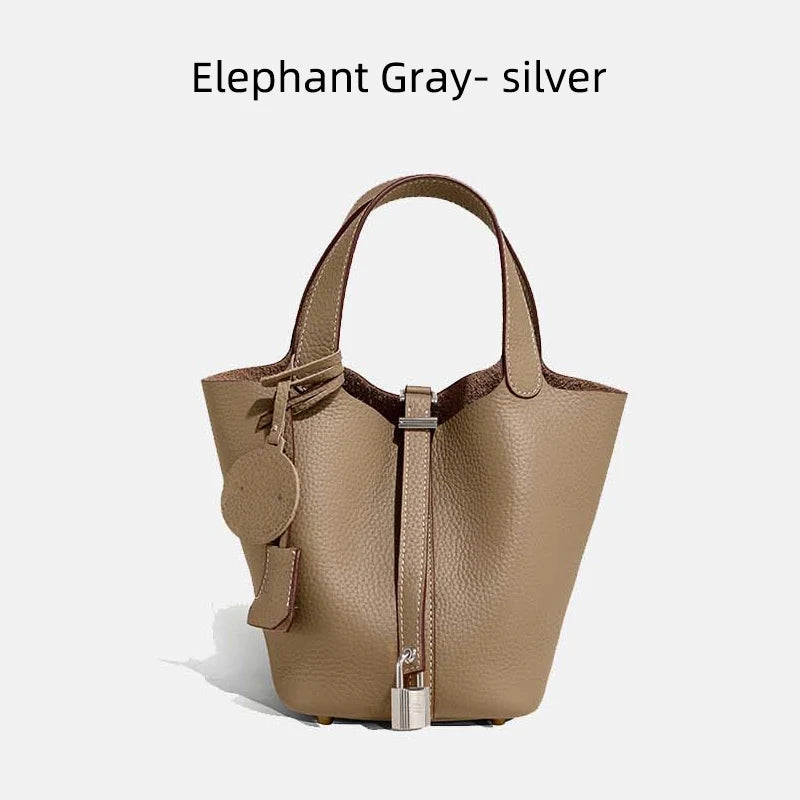 Sac Seau Femme Cuir Véritable TOGO Cadenas & Foulard Décoratif – CLEVI Paris