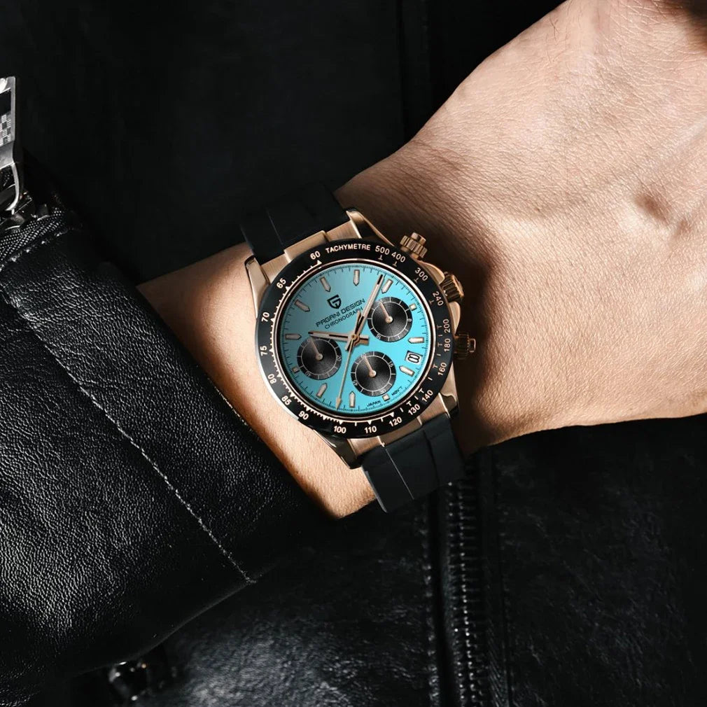 PAGANI DESIGN PD-1664 Montre Homme Chronographe Quartz Cadran Météorite Verre Saphir 10 ATM Lumineux 7 Coloris – CLEVI Paris