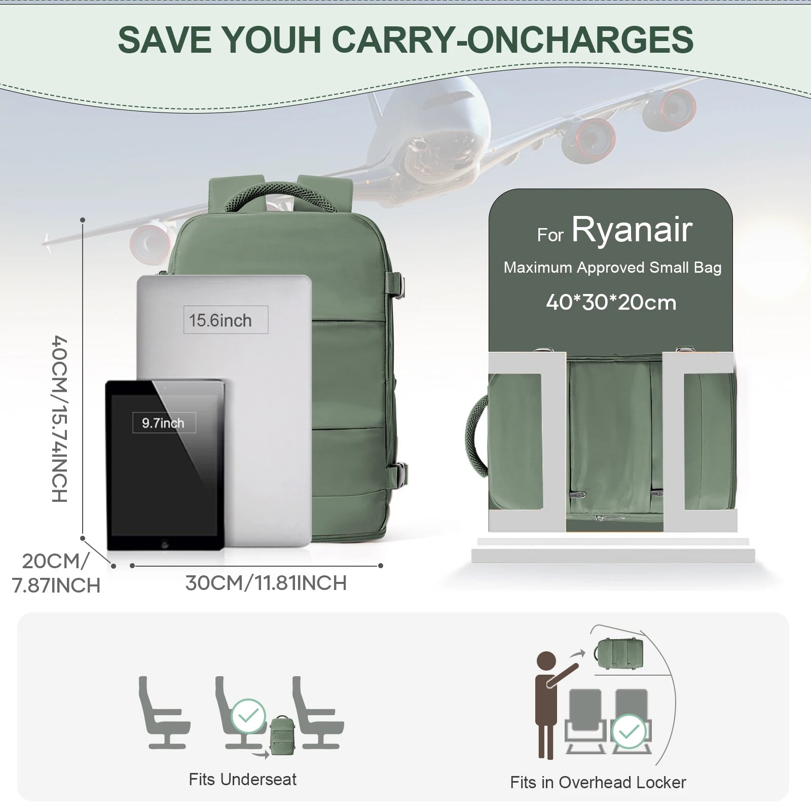 Sac à Dos Cabine 40x30x20 en Nylon — Compatible Ryanair, Laptop, Voyage, 4 Coloris | CLEVI Paris